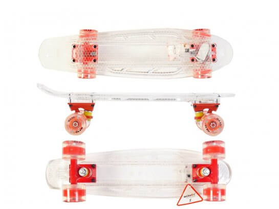 MAXOfit LED Mini Skateboard – Transparent/Rot