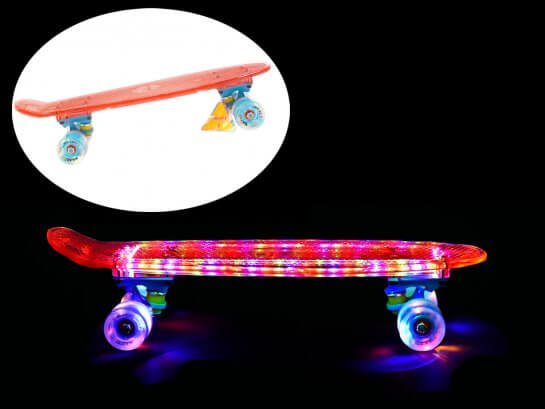 MAXOfit LED Mini Skateboard – Rot/Blau