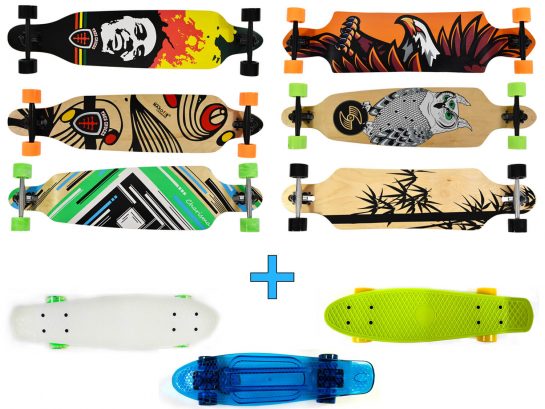 MAXOfit Sparset: Longboard und Mini Skateboard kaufen - 15 € sparen